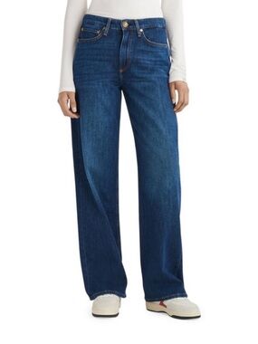 RAG & BONE Logan Mid-Rise Wide Leg Jean Annalise Wash Casual 100% Cotton
